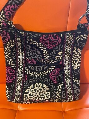 Vera Bradley Black, Pink & Cream Quilted Crossbody Bag